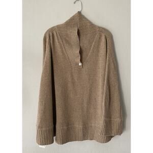 NEW Portolano Wool Blend Poncho Beige One Size Cape Pullover Minimalist Sweater